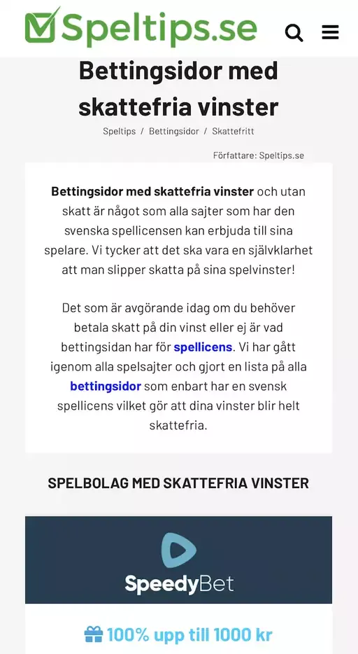 Skattefria vinster på svenska casinon